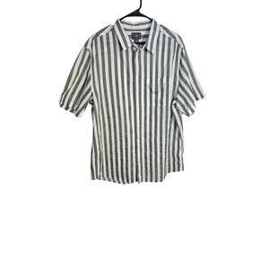 H&M Green/White Striped Button Up Mens Size XL